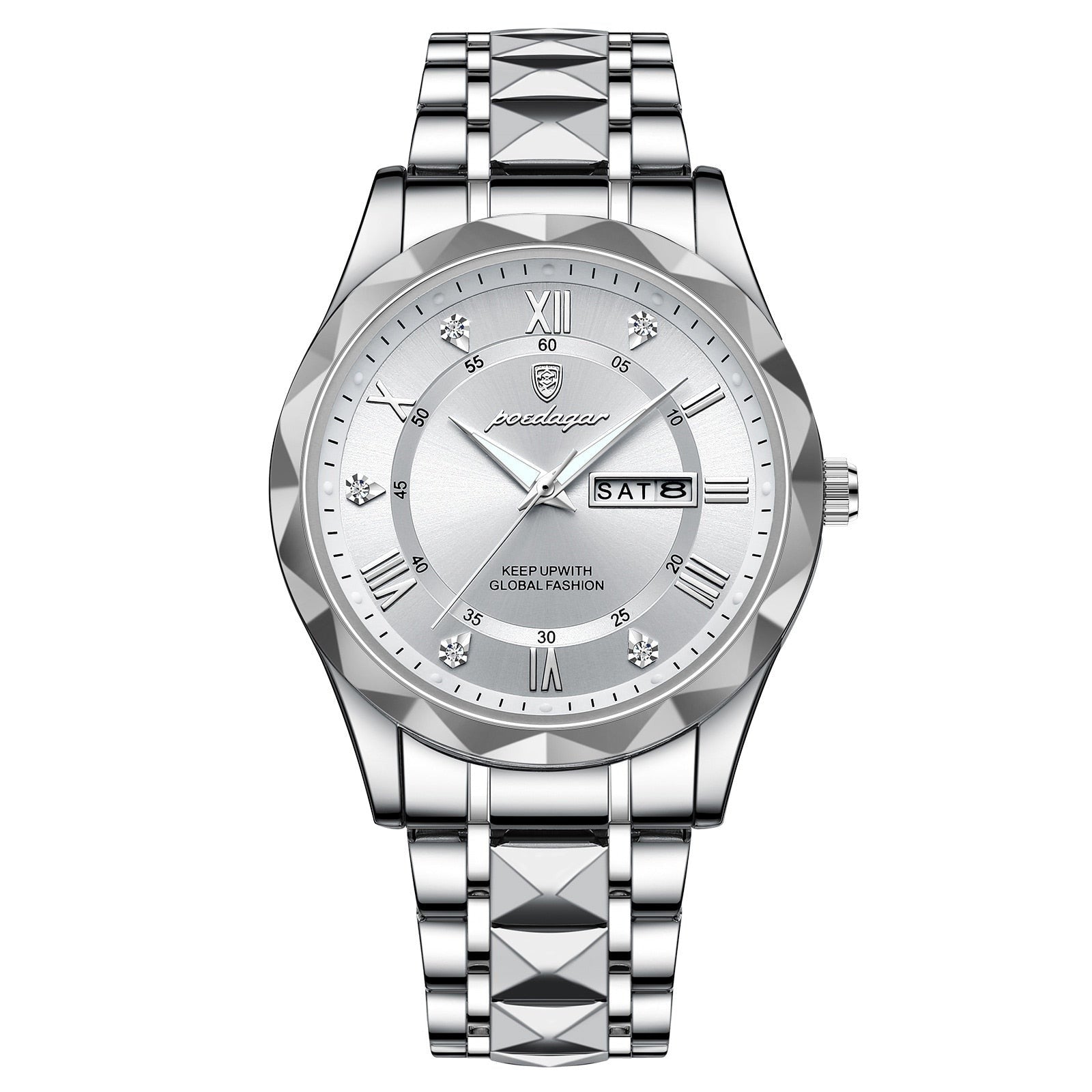 Men’s Stainless Steel Wristwatch – Different Colours Dial with Day & Date Display