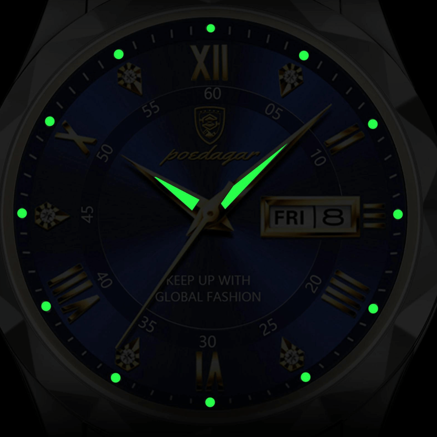 Men’s Stainless Steel Wristwatch – Different Colours Dial with Day & Date Display