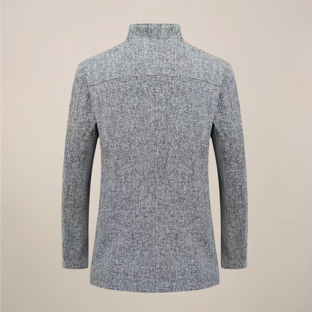 Men’s Stand Collar Jacket – Modern Single-Breasted Jacket with Pockets