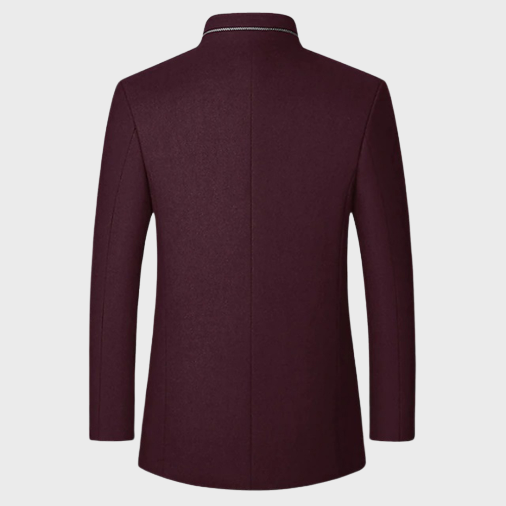 Men’s Stand Collar Business Coat with Side Pockets – Tailored Smart-Casual