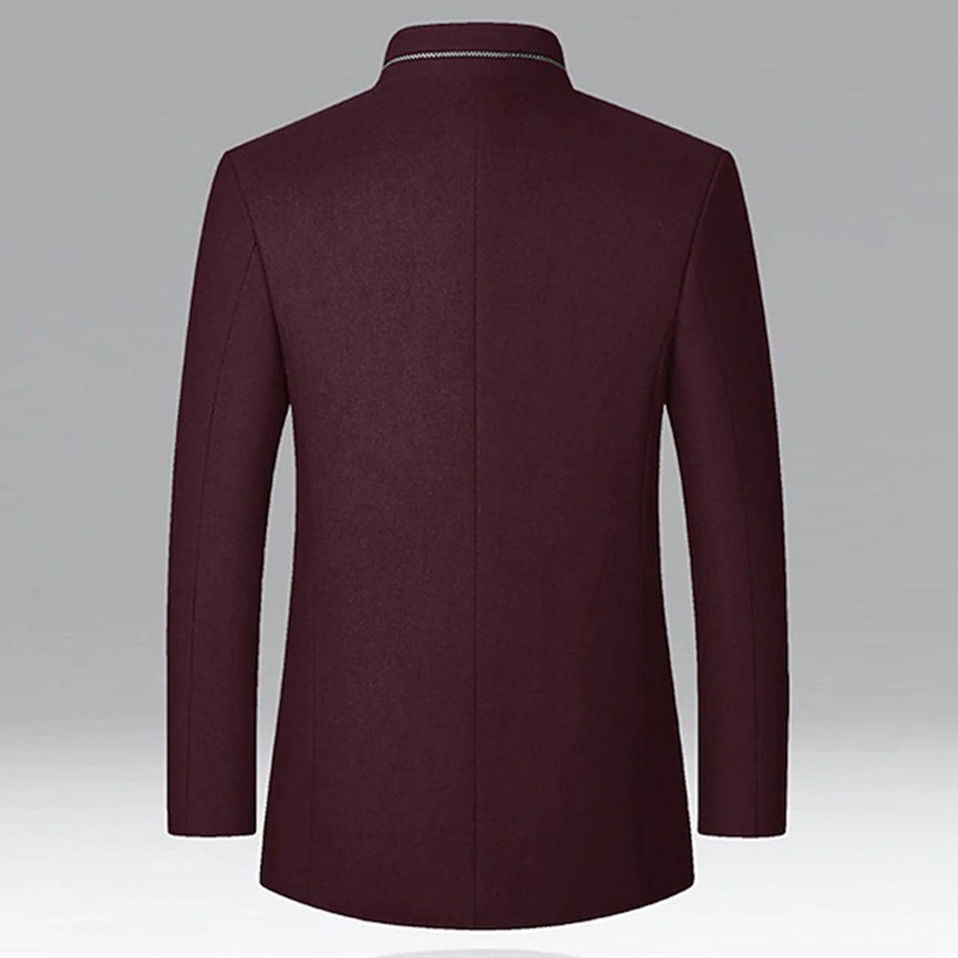 Men’s Stand Collar Business Coat with Side Pockets – Tailored Smart-Casual