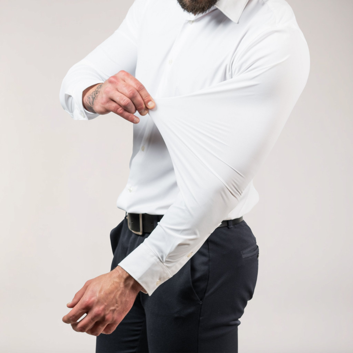 Men's Stretch Button-Up Shirt – Slim Fit Long Sleeve Dress Shirt for Business & Casual Wear