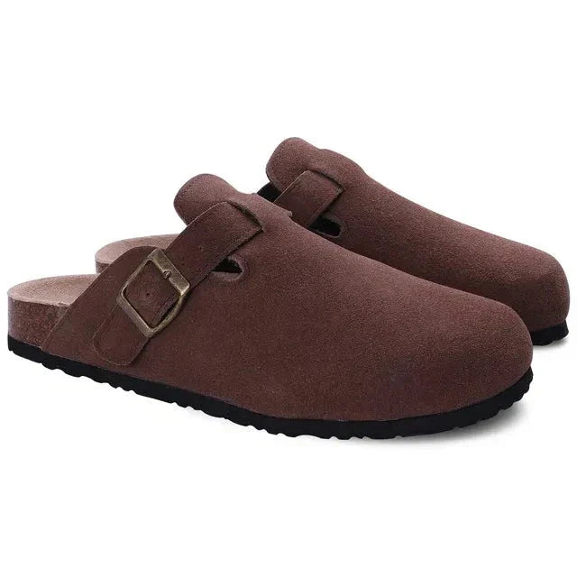 Men’s Suede Buckle Clogs – Slip-On Comfort with Smart-Casual Edge