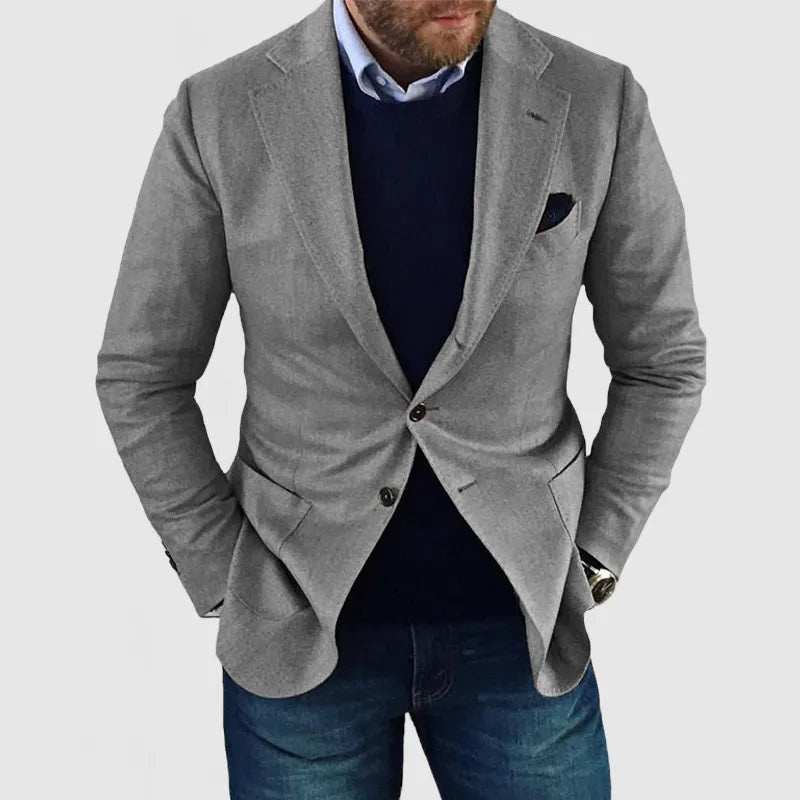 Men’s Tailored Casual Blazer – Smart Two-Button Jacket