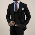 Men’s Tailored Three-Piece Suit with Single-Breasted Blazer – Formal and Business