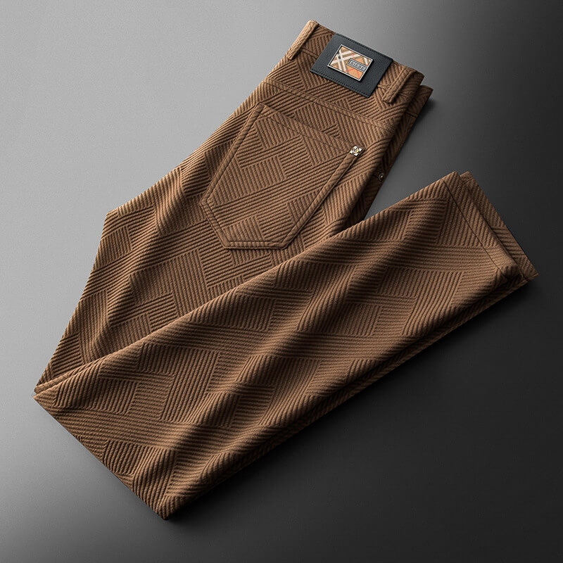 Men’s Textured Trousers – Geometric Pattern Design