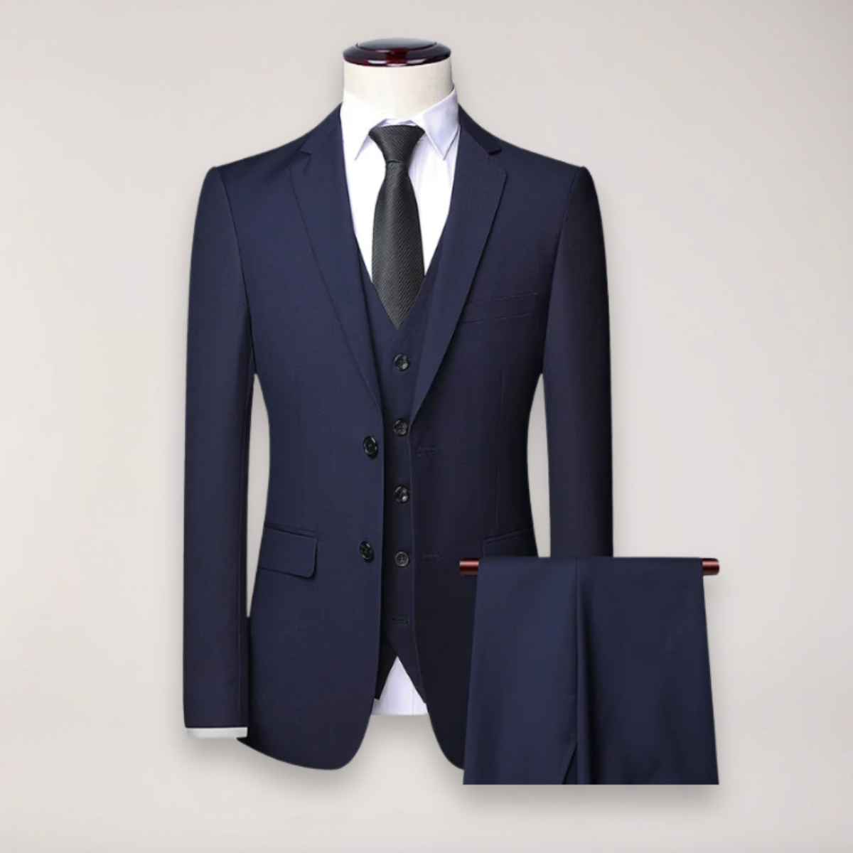 Men’s Three-Piece Formal Suit – Tailored Fit Blazer, Waistcoat, and Trousers