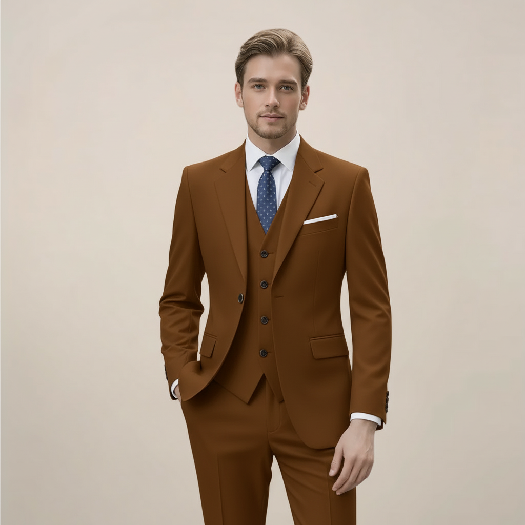 Men’s Three-Piece Slim Fit Suit – Tailored Formal Ensemble for Business & Weddings