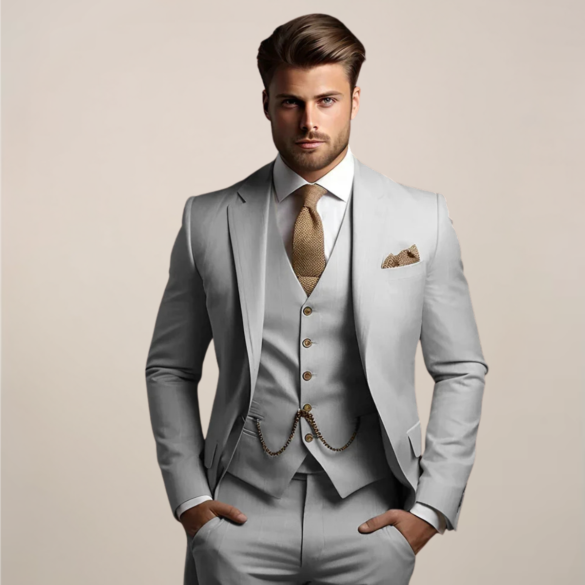 Men’s Three-Piece Slim Fit Suit – Wedding Tuxedo