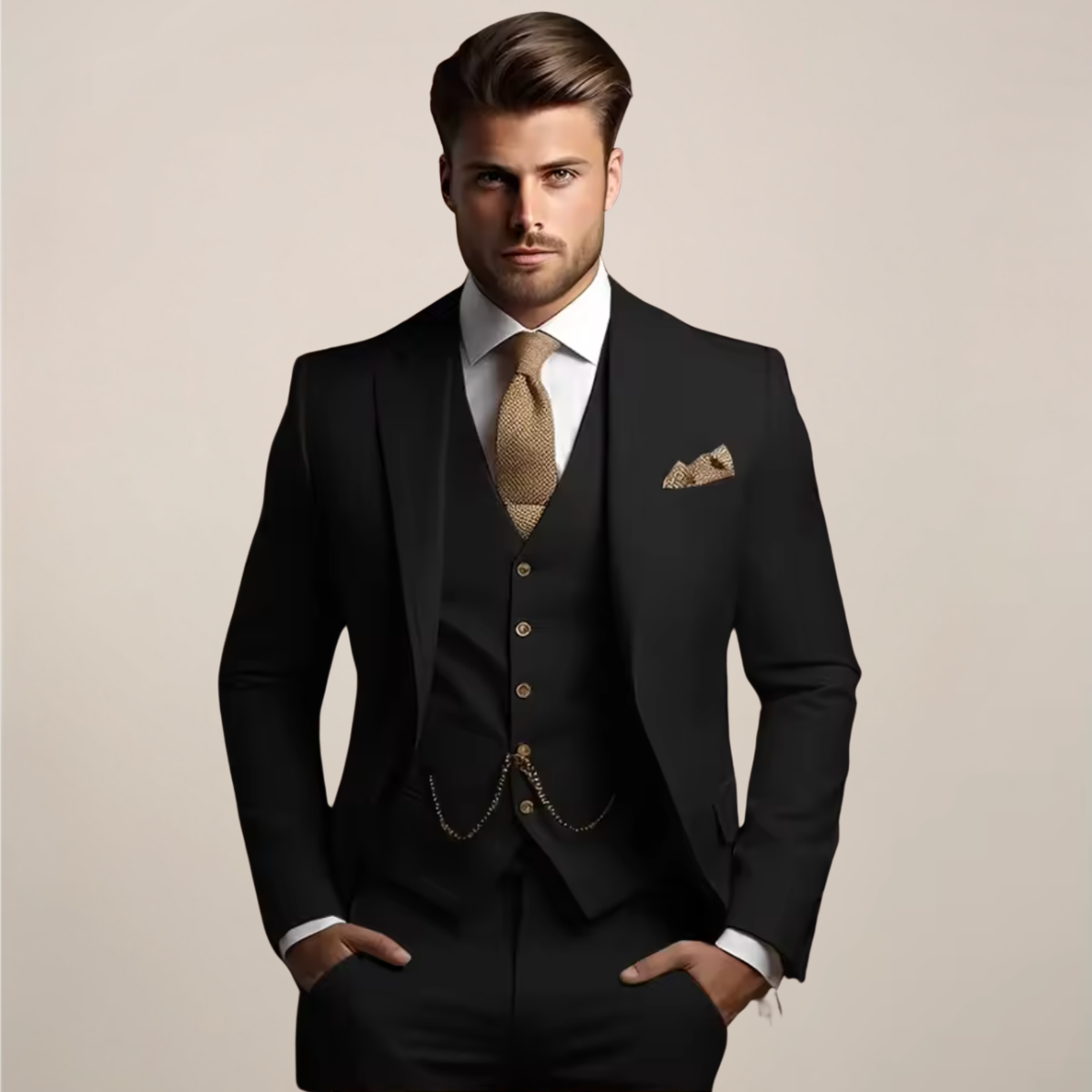 Men’s Three-Piece Slim Fit Suit – Wedding Tuxedo
