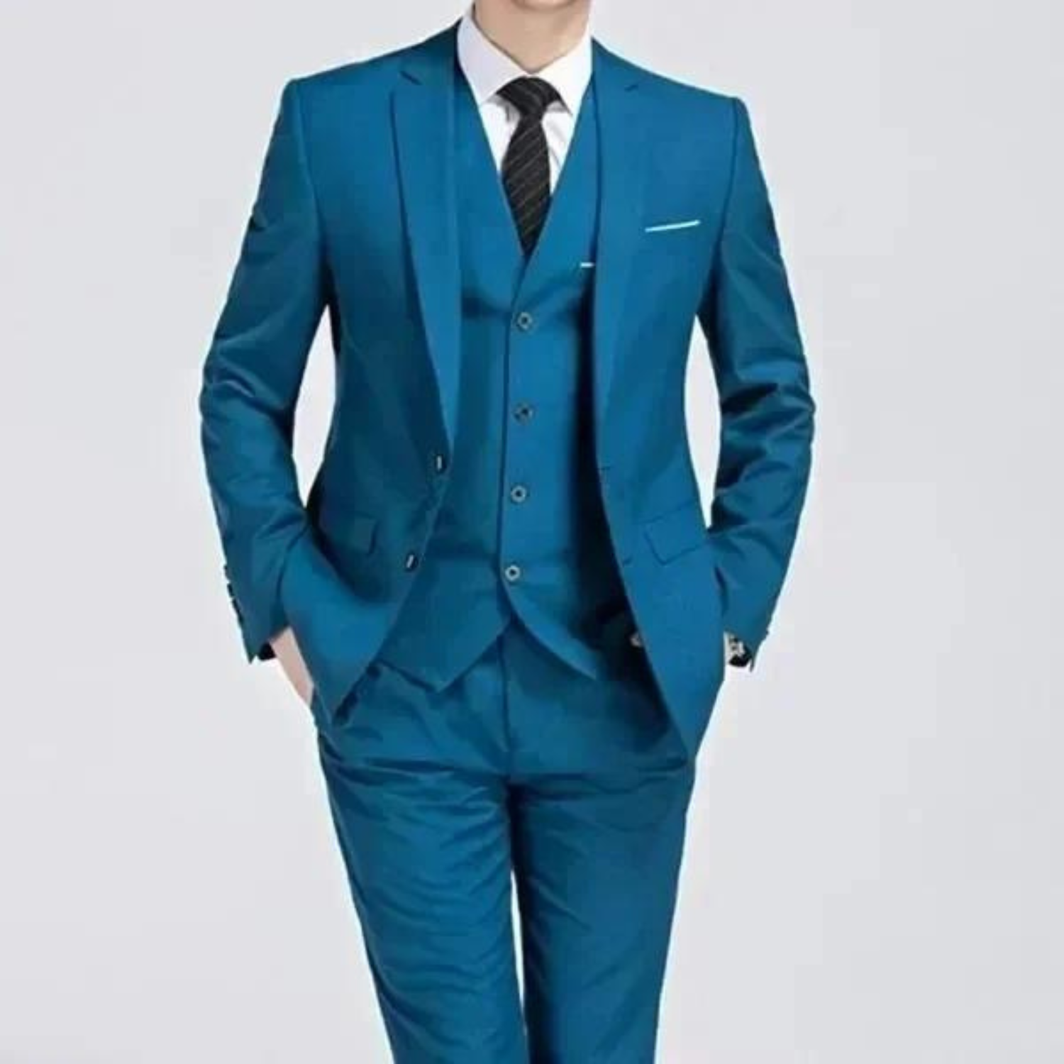 Men’s Three-Piece Suit – Single-Button Black Formal Set