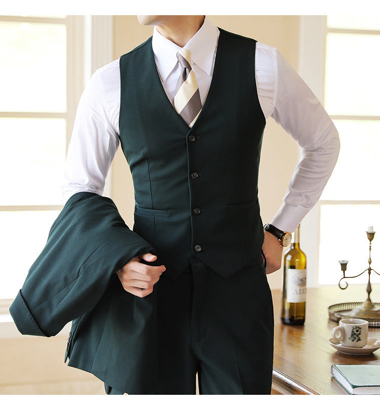 Men’s Three-Piece Suit – Tailored Stitching Formal Set for Weddings & Events