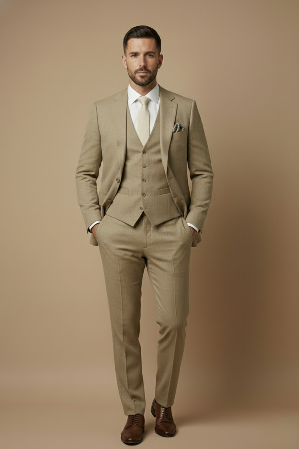 Men’s Three-Piece Wedding Guest Suit – Tailored Slim Fit Jacket, Waistcoat and Trousers for Formal Celebrations