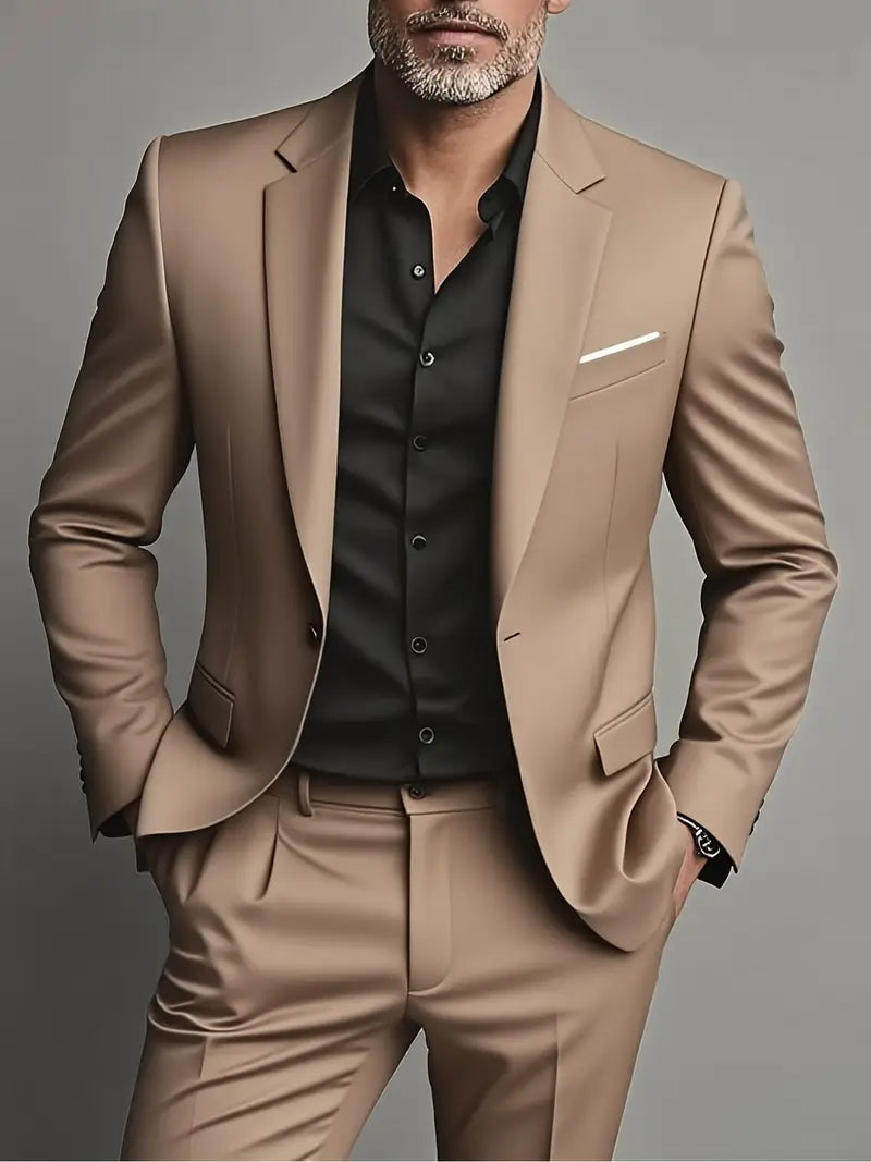 Men’s Two-Piece Slim Fit Suit – Tailored Formal Set for Business & Evening Wear