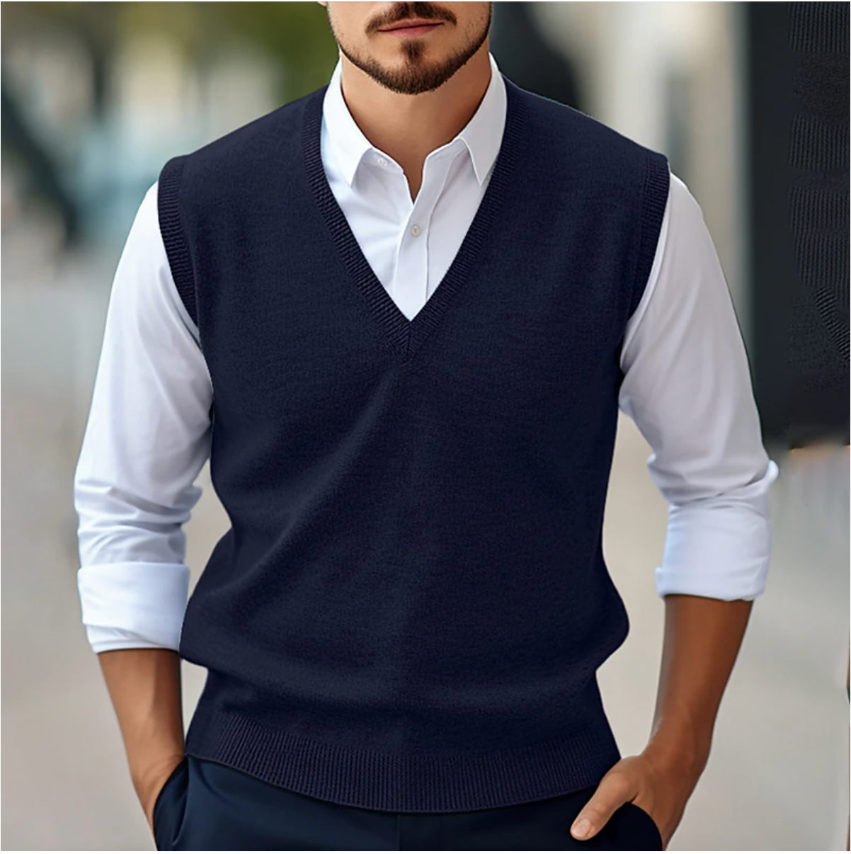Men’s V-Neck Knitted Sleeveless Pullover