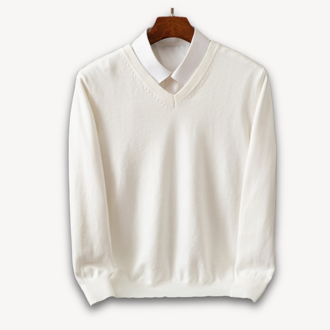 Men’s V-Neck Sweater – Slim Fit, Black, Long Sleeve