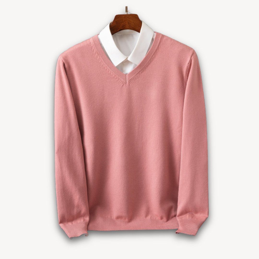 Men’s V-Neck Sweater – Slim Fit, Black, Long Sleeve