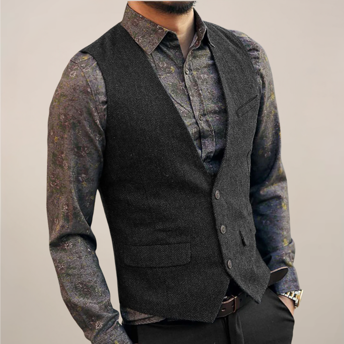 Men’s Vintage Buttoned Waistcoat – Old Money Style Vest for Autumn Layering