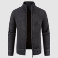 Men’s Zip Cardigan Sweater – Geometric Knit, Mock Neck, Ribbed Trims