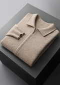 Men’s Zip-Up Cardigan Sweater with Collar – All-Season Smart Casual Layer
