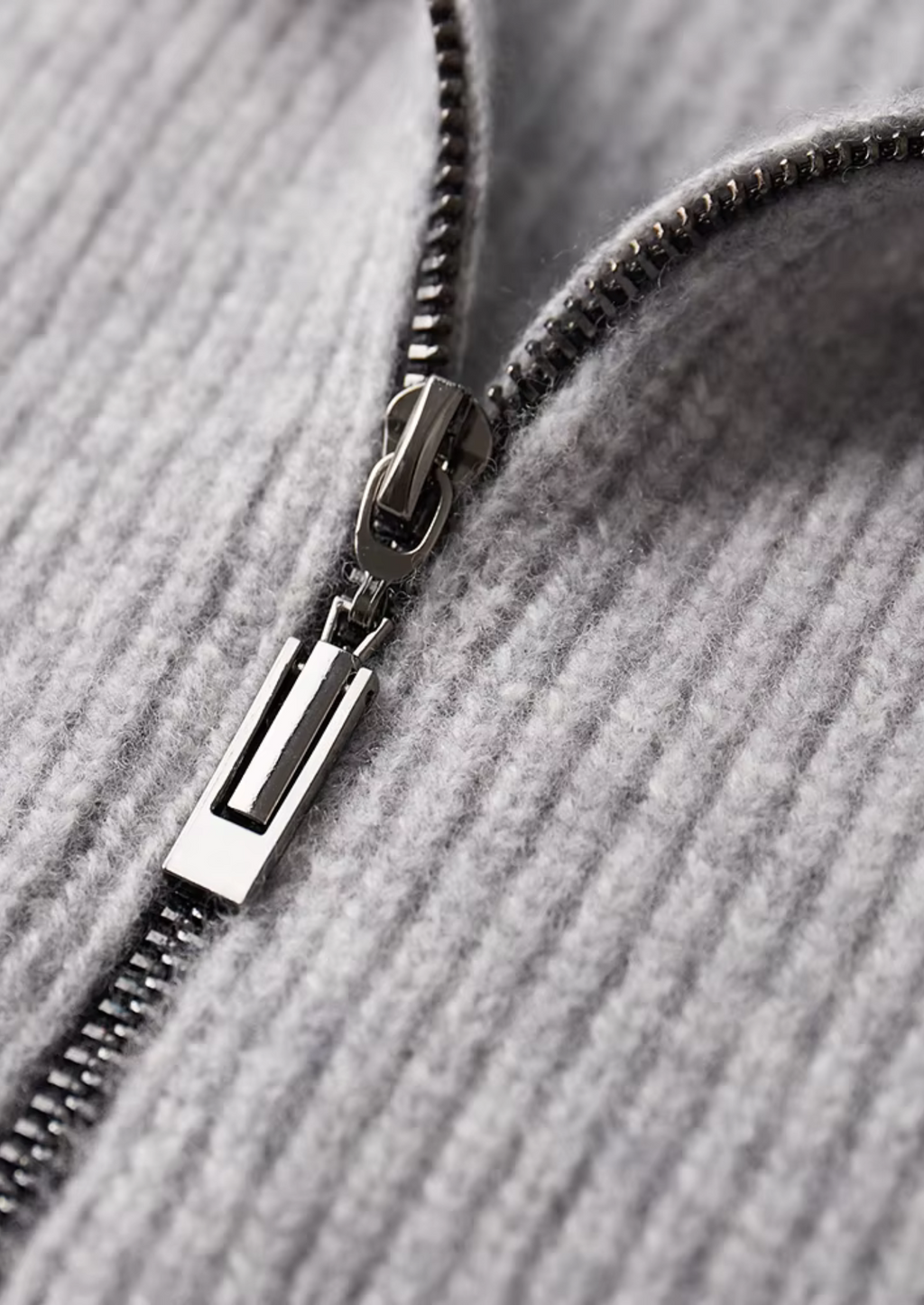 Men’s Zip-Up Ribbed Cardigan Sweater with High Collar – All-Season Casual Layer