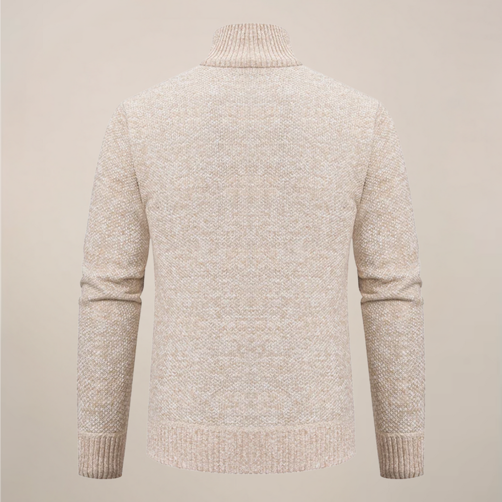 Men’s Zip-Up Stand Collar Cardigan – Smart Casual Knit Jacket
