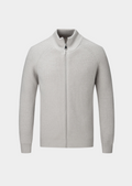 Men’s Ribbed Zip-Through Cardigan Funnel Neck Sweater
