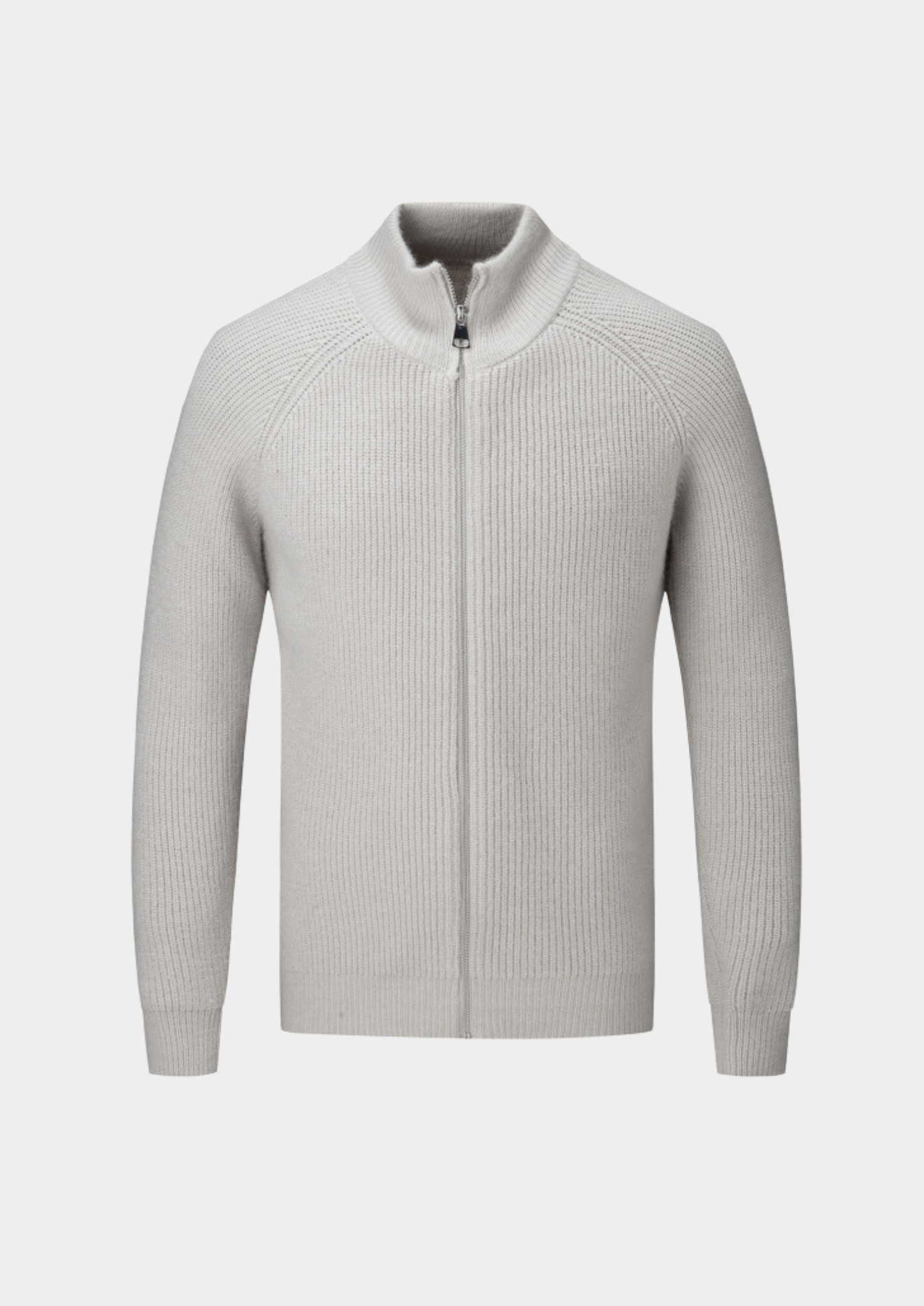 Men’s Ribbed Zip-Through Cardigan Funnel Neck Sweater