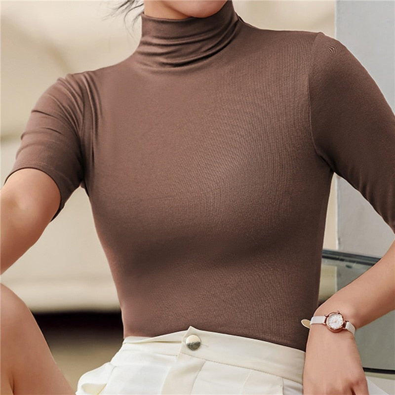 Slim Fit Roll Neck Top for Women