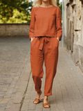 Casual and Stylish Long Sleeve Top and Trousers Set for Women