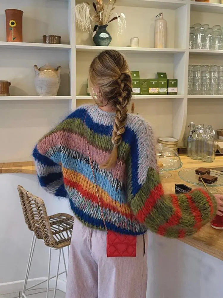 Zoé Mohair Multicolor Sweater – Bold & Cozy Comfort for Women