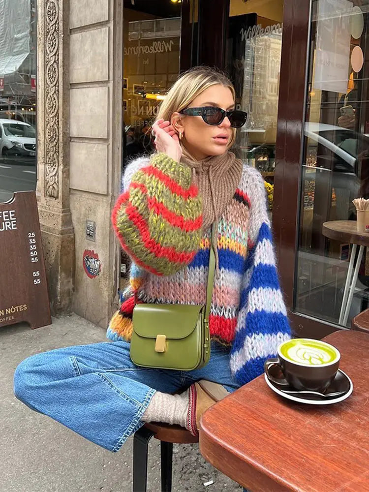 Zoé Mohair Multicolor Sweater – Bold & Cozy Comfort for Women