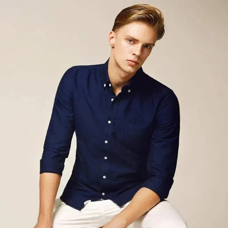 Slim Fit Button-Up Long Sleeve Shirt – Smart Casual Essential