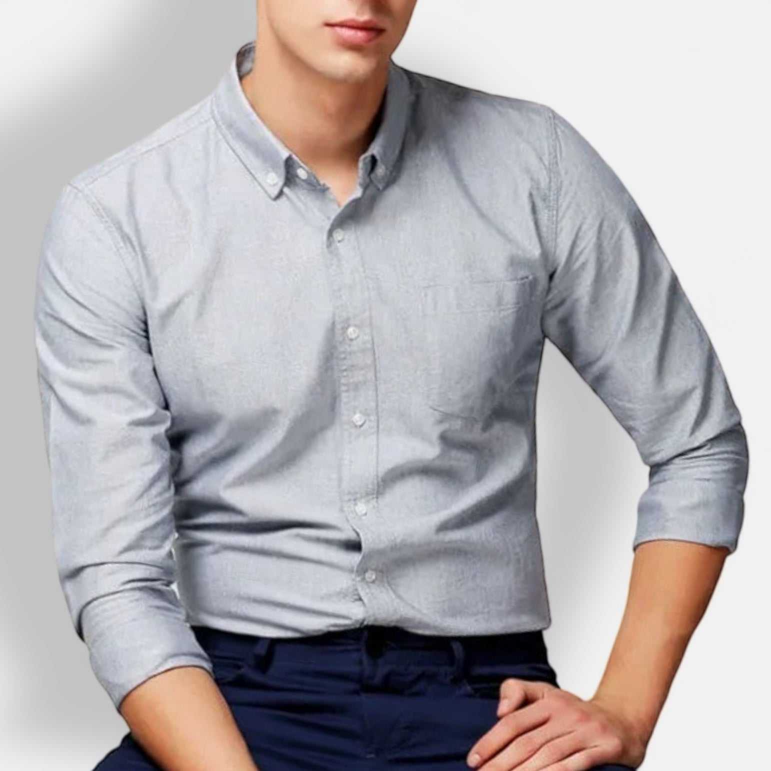 Slim Fit Button-Up Long Sleeve Shirt – Smart Casual Essential