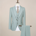 Slim Fit Green Three-Piece Suit for Men – Summer Lightweight Business Formal Set