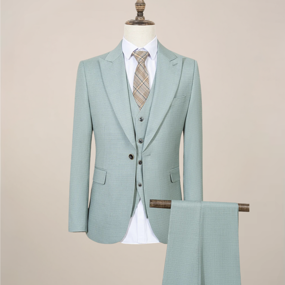 Slim Fit Green Three-Piece Suit for Men – Summer Lightweight Business Formal Set