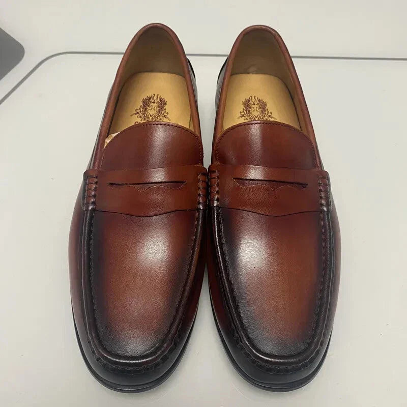Vintage Faux Leather Loafers – Formal Slip-On Moccasins - Vegan