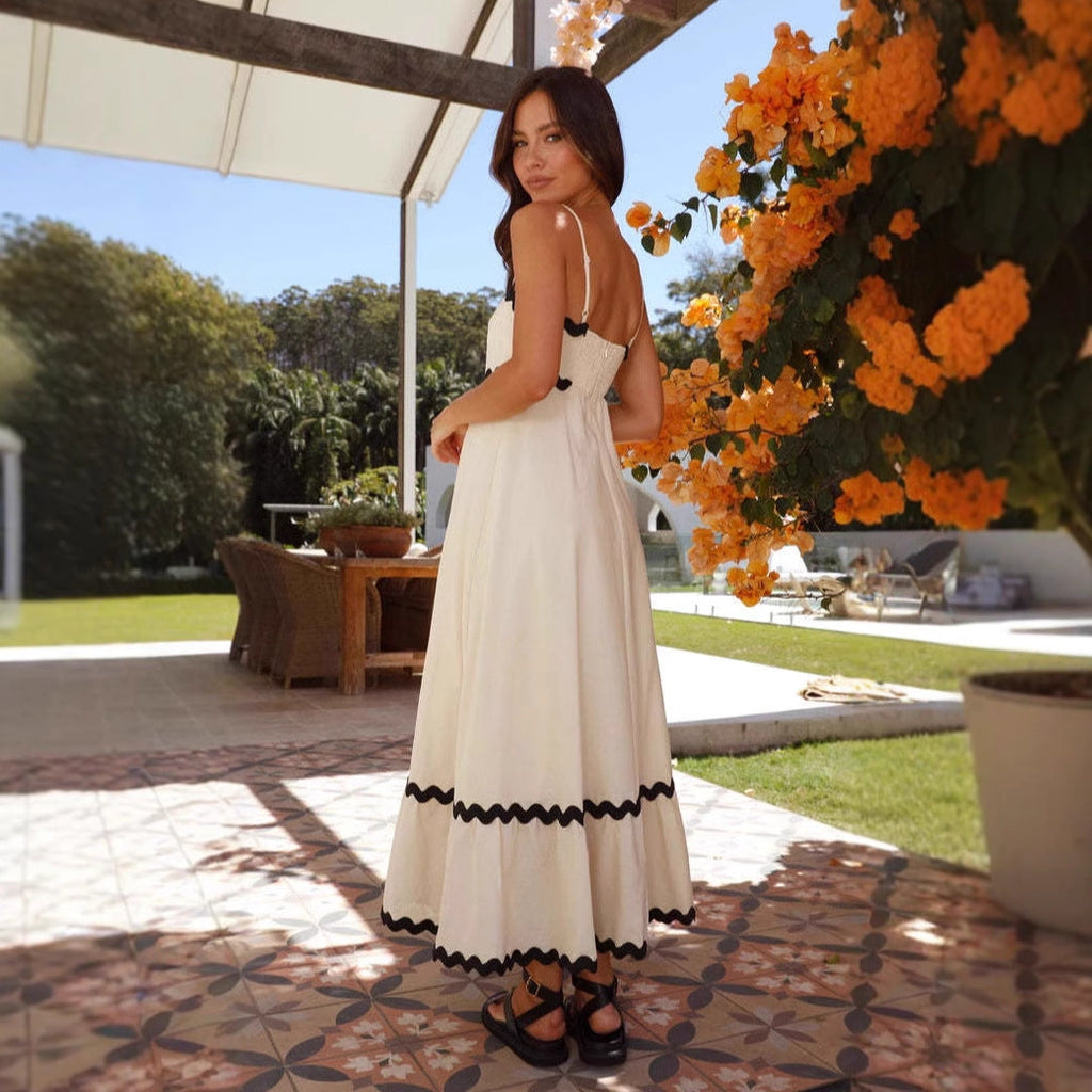 Women's A-Line Maxi Dress – Spaghetti Straps Beach Design