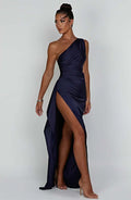 Women’s Asymmetric Evening Maxi Dress – Elegant Gown with High Split