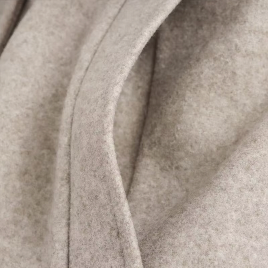Women’s Beige Double-Breasted Trench Coat with Faux Fur Collar – Belted Longline Design