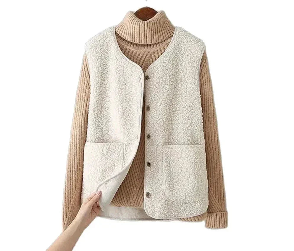 Women’s Button-Front Sleeveless Vest – Winter Layering