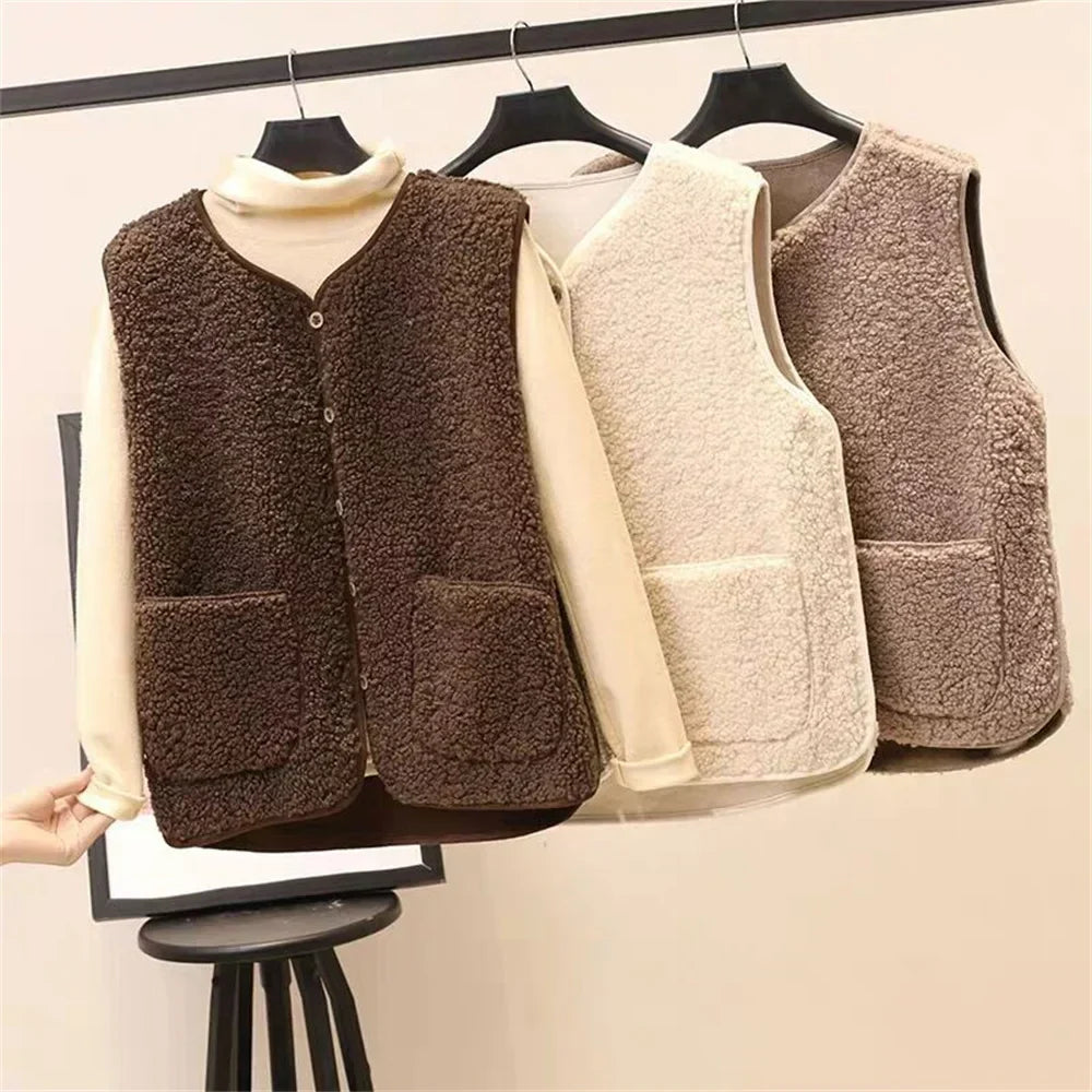 Women’s Button-Front Sleeveless Vest – Winter Layering