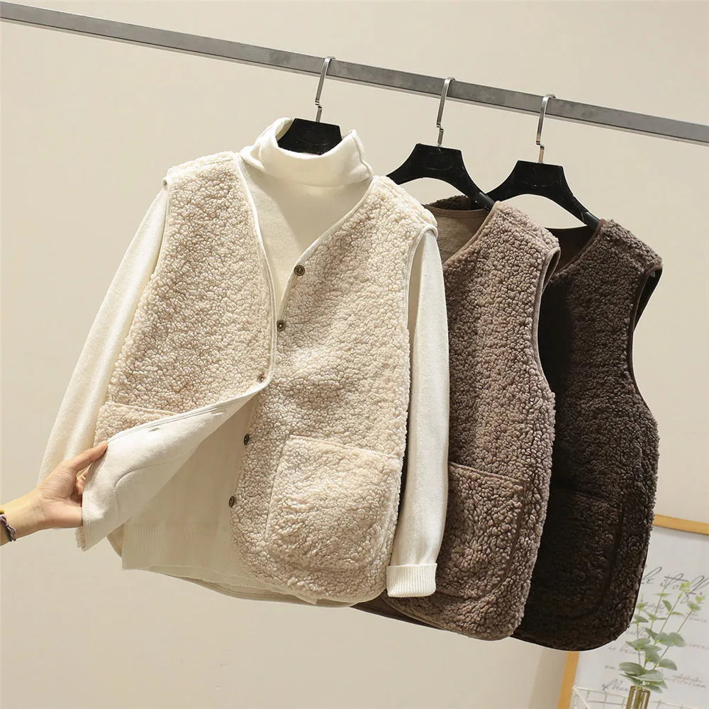 Women’s Button-Front Sleeveless Vest – Winter Layering