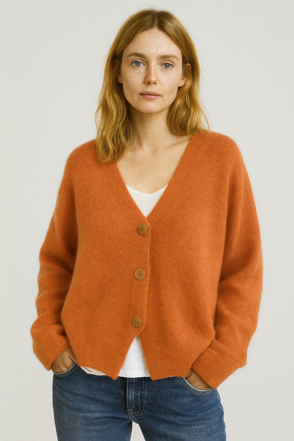 Women’s Cardigan Sweater – Soft Knit – Relaxed Fit – V-Neck – Button Front