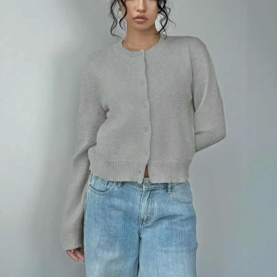 Women’s Cropped Button Cardigan – Soft Knit Layer for Everyday & Casual Wear
