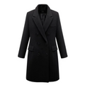 Women’s Double-Breasted Long Coat with Tailored Lapels – Smart Casual and Formal