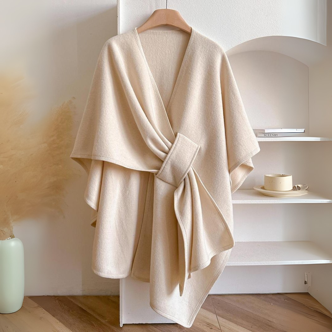 Women’s Drape Shawl – Elegant Wrap with Wide Tie Belt for All-Season Layering