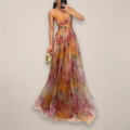 Women’s Floral Maxi Dress – Adjustable Back Tie – Lightweight Fabric – Romantic Print – Day-to-Night Versatility