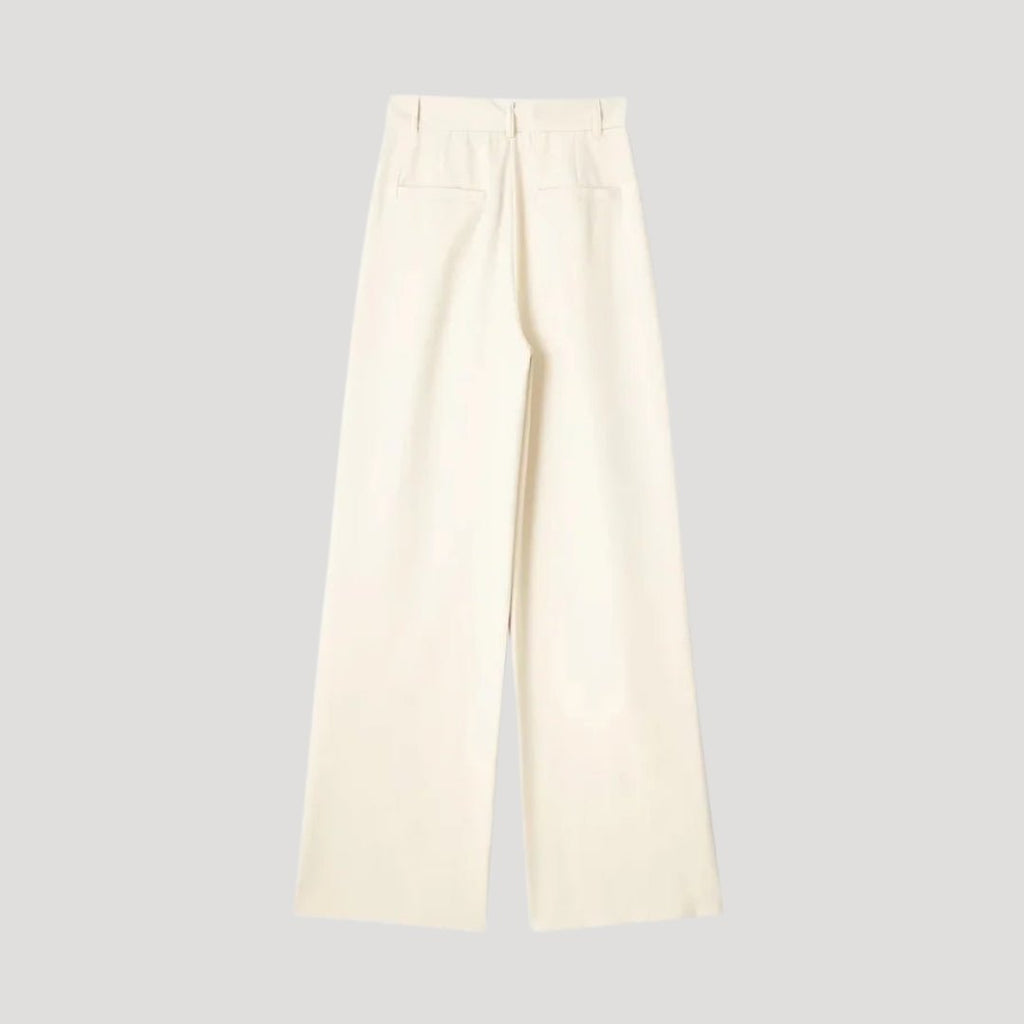 Women’s High-Waist Pinstripe Wide-Leg Trousers – Elegant Office Style