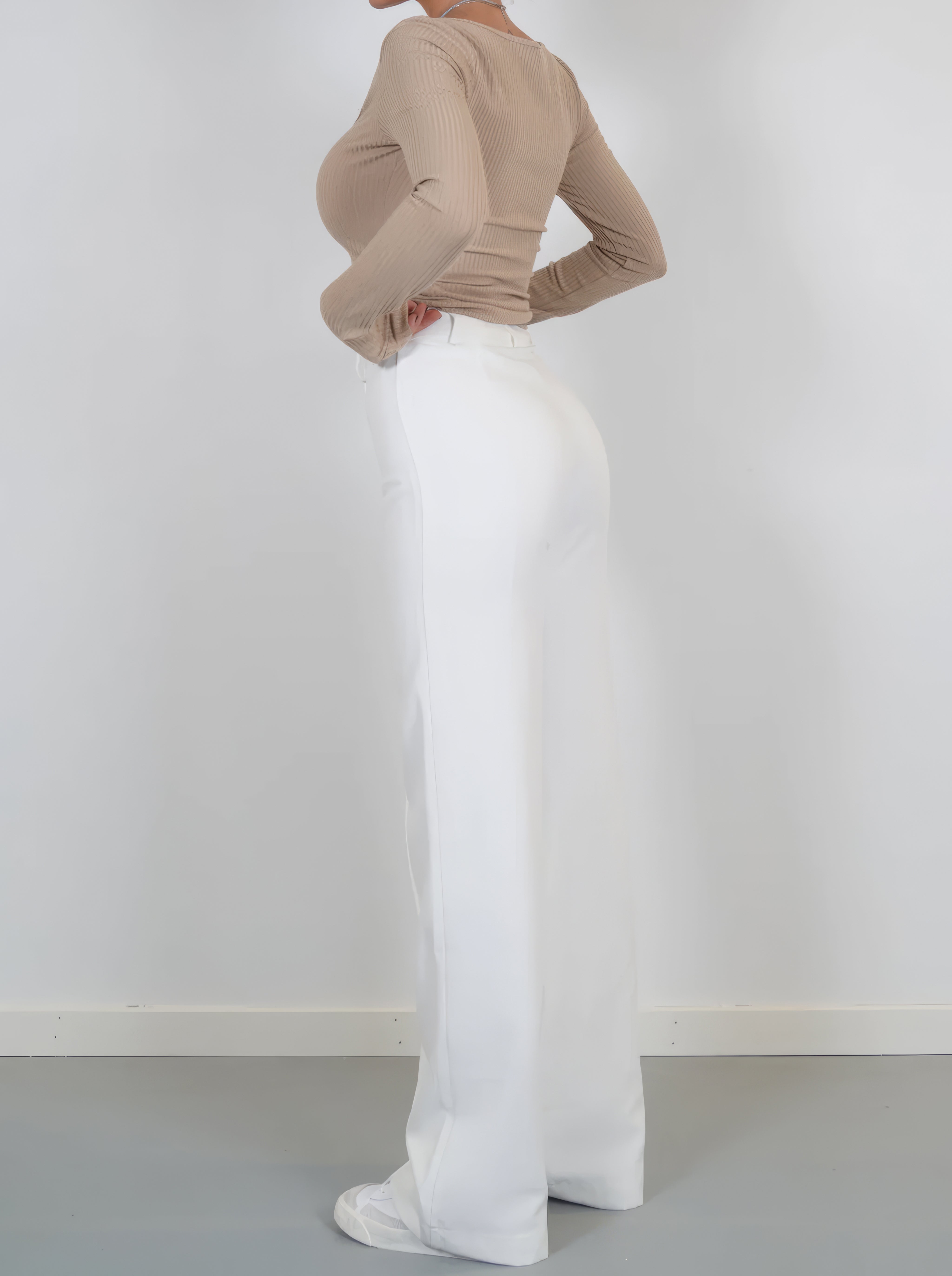 Women’s High-Waisted Straight Leg Trousers – Tailored, Centre Crease